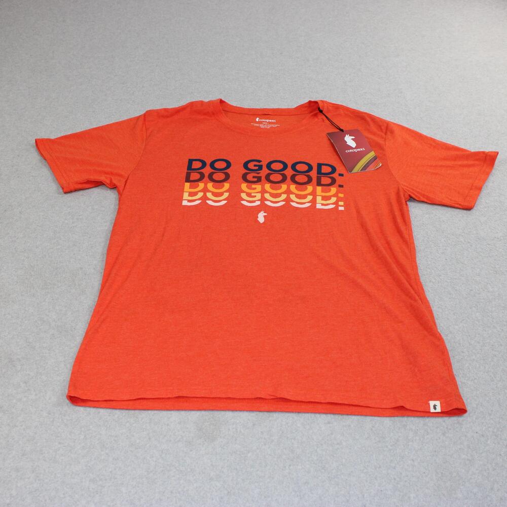Cotopaxi Shirt Mens Large Orange Do Good Repeat Graphic Organic Tagless Tee